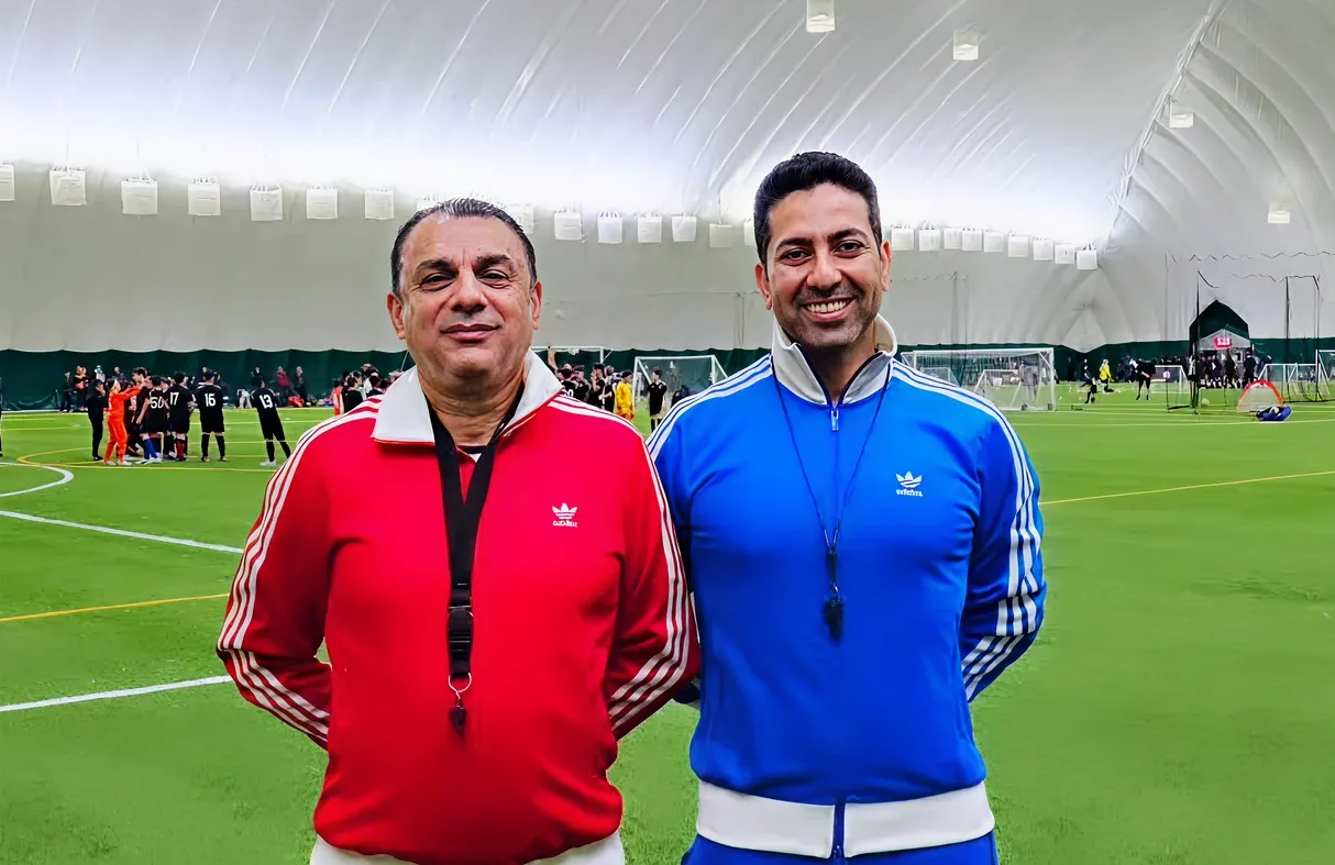 Excel Pro Soccer Academy coaches with young players at training in Markham